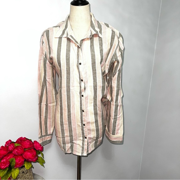 Caslon Striped Long Sleeves Button Down Shirt Size Large - New With Tag- Reemoly - Picture 2 of 10